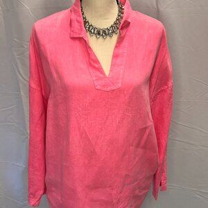 C&C California Pink 100 Linen Top Womens Size Small